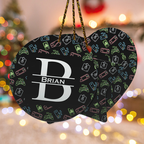 Custom Video Game Ceramic Ornament w/ Name and Initial