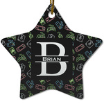 Video Game Star Ceramic Ornament w/ Name and Initial