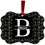 Video Game Metal Frame Ornament - Double Sided w/ Name and Initial