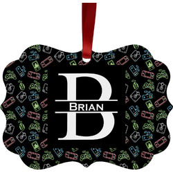 Video Game Metal Frame Ornament - Double Sided w/ Name and Initial