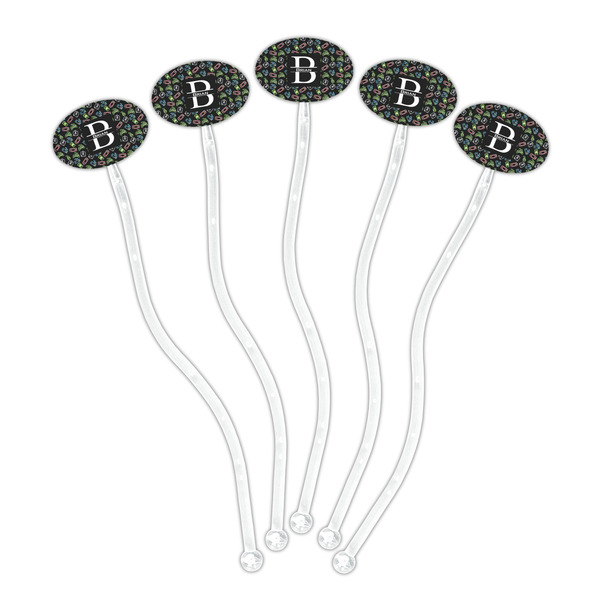 Video Game Clear Plastic 7" Stir Stick - Oval - Fan