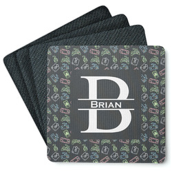 Video Game Square Rubber Backed Coasters - Set of 4 (Personalized)