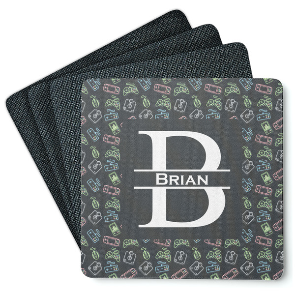 Custom Video Game Square Rubber Backed Coasters - Set of 4 (Personalized)