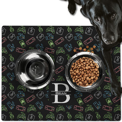 Video Game Dog Food Mat - Large w/ Name and Initial