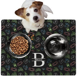 Video Game Dog Food Mat - Medium w/ Name and Initial