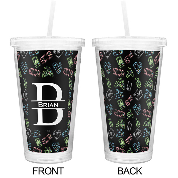 Video Game Double Wall Tumbler with Straw - Approval