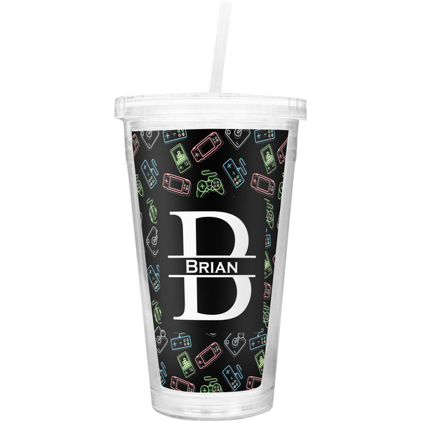 Custom Video Game Double Wall Tumbler with Straw (Personalized)