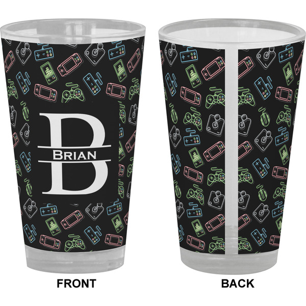 Video Game Pint Glass - Full Color - Front & Back Views