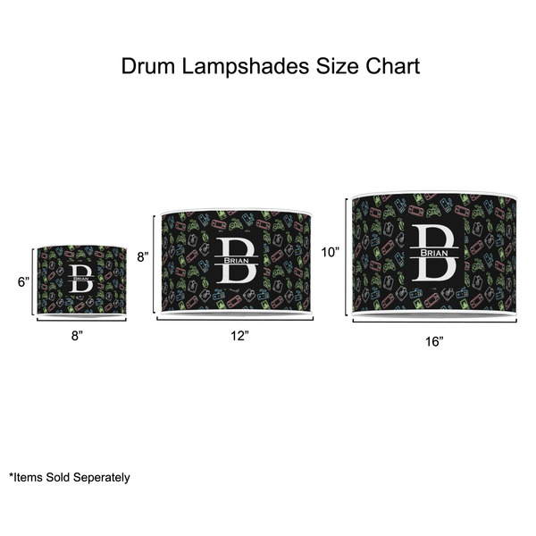 Video Game Drum Lampshades - Sizing Chart