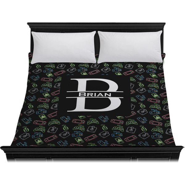 Video Game Duvet Cover - King - On Bed - No Prop