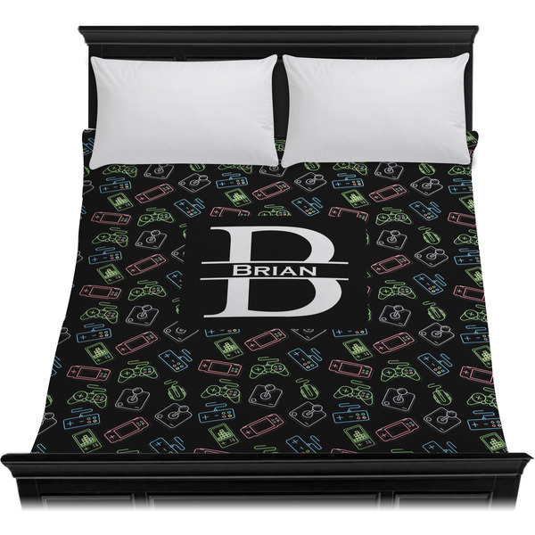 Video Game Duvet Cover - Queen - On Bed - No Prop