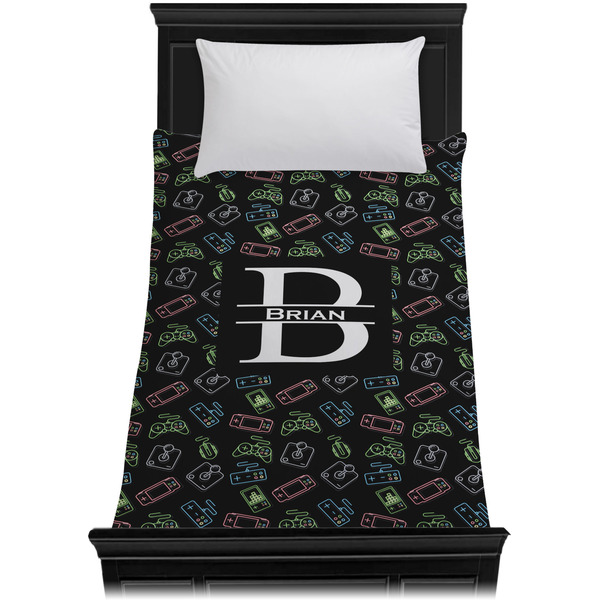 Video Game Duvet Cover - Twin XL - On Bed - No Prop