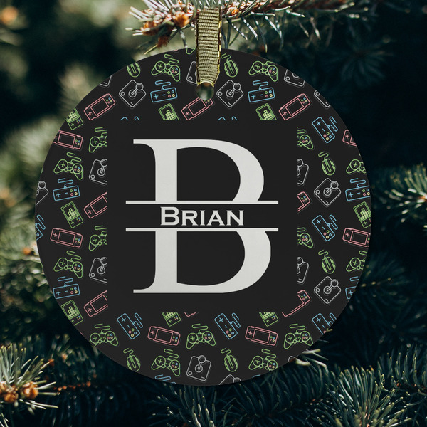 Video Game Frosted Glass Ornament - Round (Lifestyle)