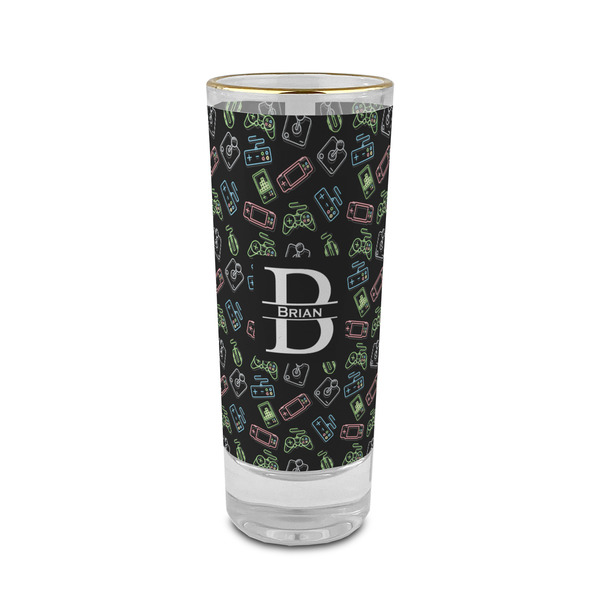 Custom Video Game 2 oz Shot Glass - Glass with Gold Rim (Personalized)