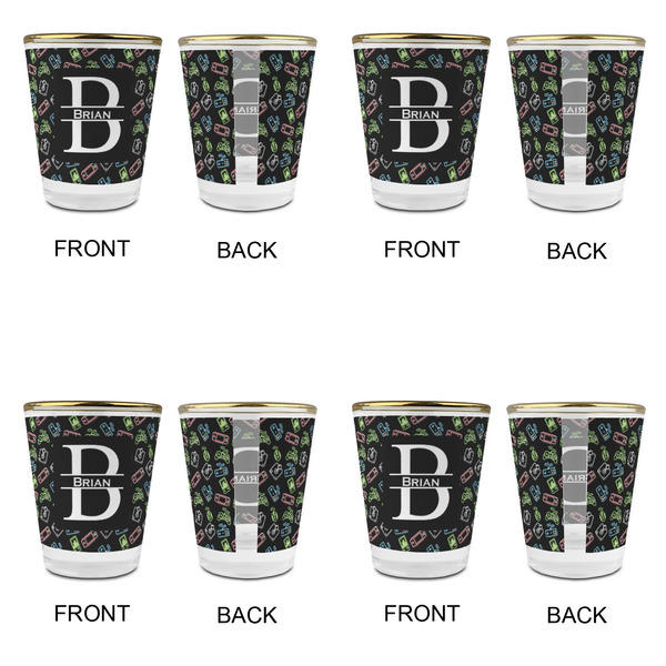 Video Game Glass Shot Glass - with gold rim - Set of 4 - APPROVAL