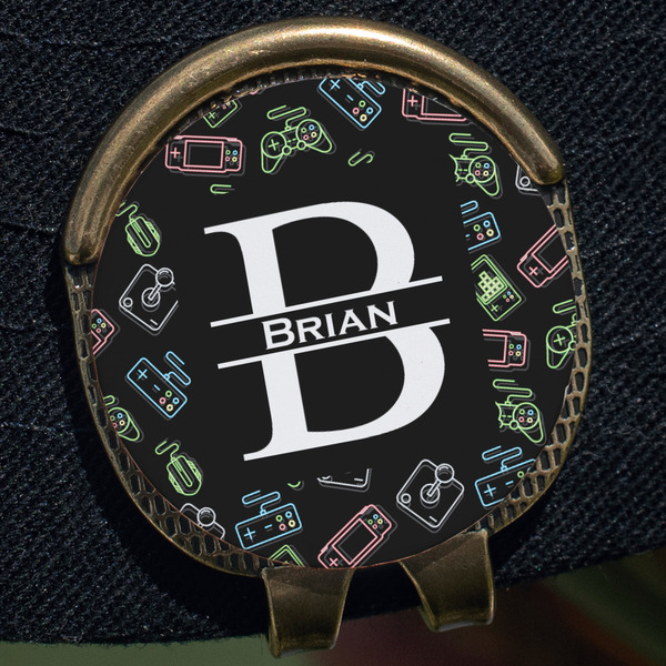 Video Game Golf Ball Marker Hat Clip - Gold - Close Up