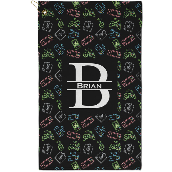 Custom Video Game Golf Towel - Poly-Cotton Blend - Small w/ Name and Initial