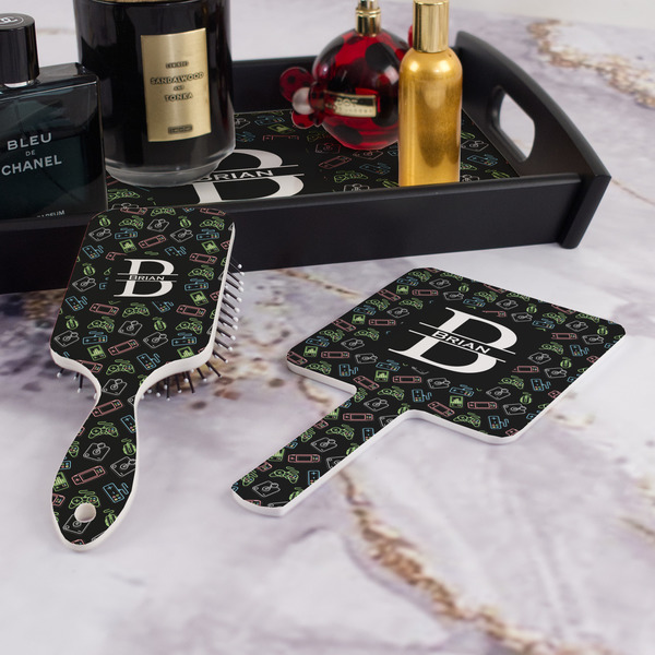 Video Game Hair Brush and Hand Mirror - Bathroom Scene