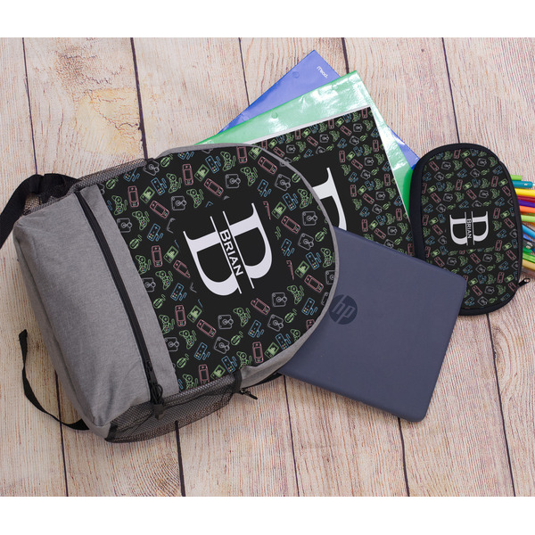 Video Game Large Backpack - Gray - With Stuff