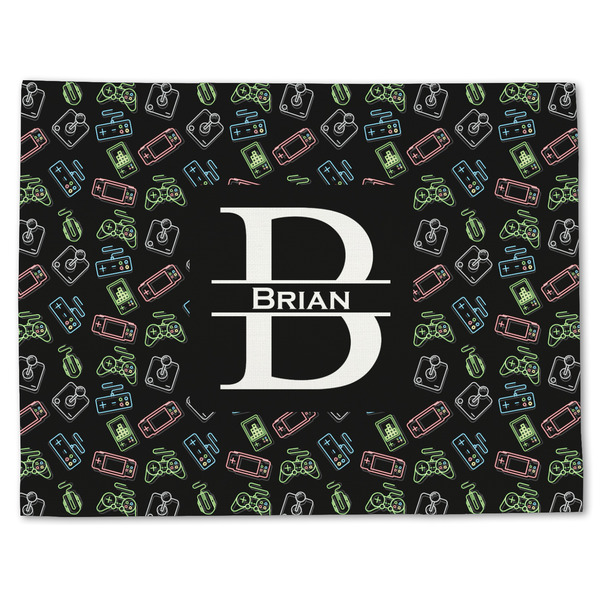 Custom Video Game Single-Sided Linen Placemat - Single w/ Name and Initial
