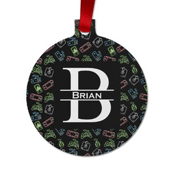 Video Game Metal Ball Ornament - Double Sided w/ Name and Initial