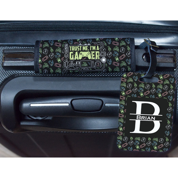 Video Game Metal Luggage Tag & Handle Wrap - In Context