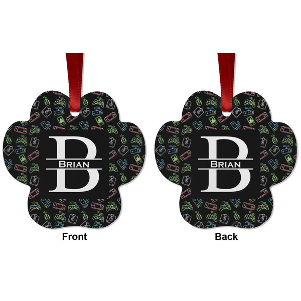 Video Game Metal Paw Ornament - Front and Back