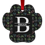 Video Game Metal Paw Ornament - Double Sided w/ Name and Initial