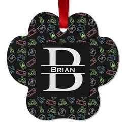 Video Game Metal Paw Ornament - Double Sided w/ Name and Initial