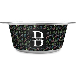 Video Game Stainless Steel Dog Bowl - Large (Personalized)
