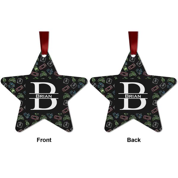 Video Game Metal Star Ornament - Front and Back