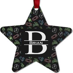 Video Game Metal Star Ornament - Double Sided w/ Name and Initial