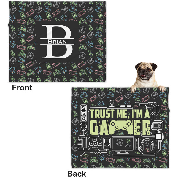 Video Game Microfleece Dog Blanket - Large- Front & Back