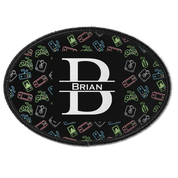 Custom Video Game Iron On Oval Patch w/ Name and Initial