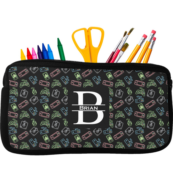 Custom Video Game Neoprene Pencil Case - Small w/ Name and Initial