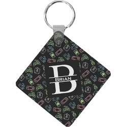 Video Game Diamond Plastic Keychain w/ Name and Initial