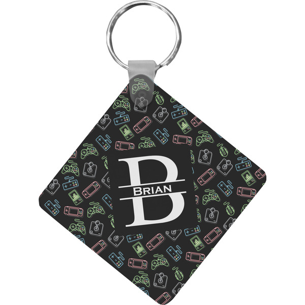 Custom Video Game Diamond Plastic Keychain w/ Name and Initial