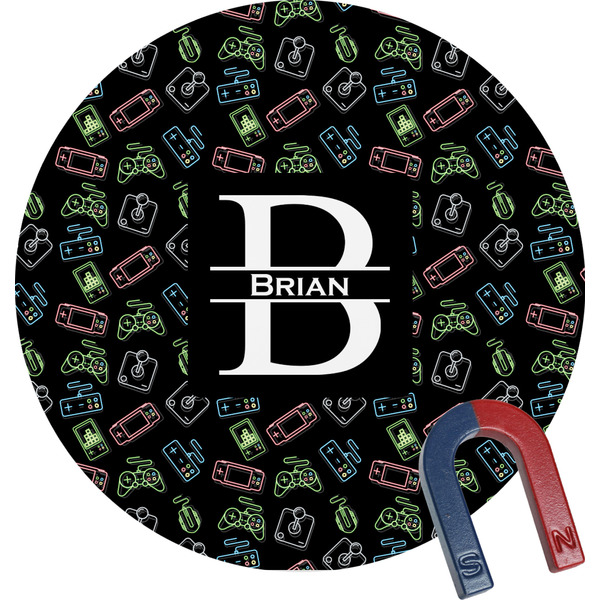 Custom Video Game Round Fridge Magnet (Personalized)