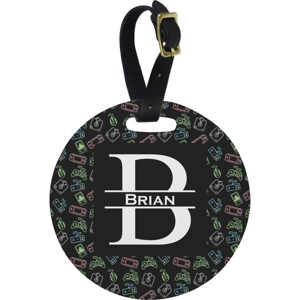 Custom Video Game Plastic Luggage Tag - Round (Personalized)