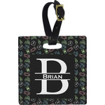 Video Game Plastic Luggage Tag - Square w/ Name and Initial