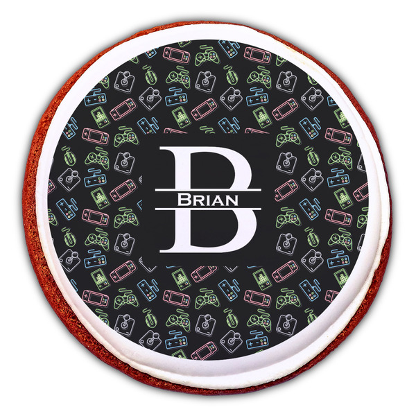 Video Game Printed Icing Circle - Large - On Cookie