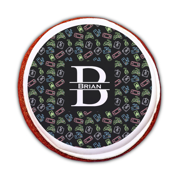 Video Game Printed Icing Circle - Medium - On Cookie