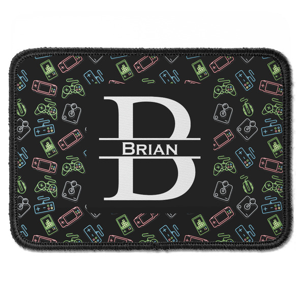 Custom Video Game Iron On Rectangle Patch w/ Name and Initial