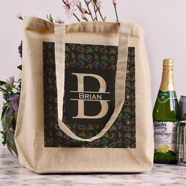 Video Game Reusable Cotton Grocery Bag - In Context