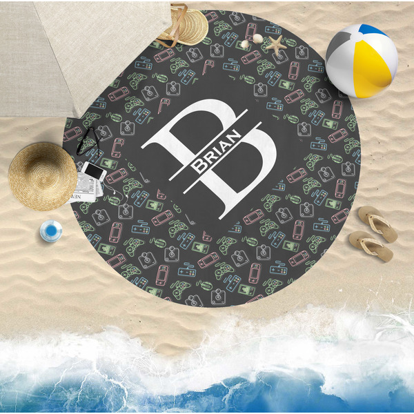 Video Game Round Beach Towel Lifestyle