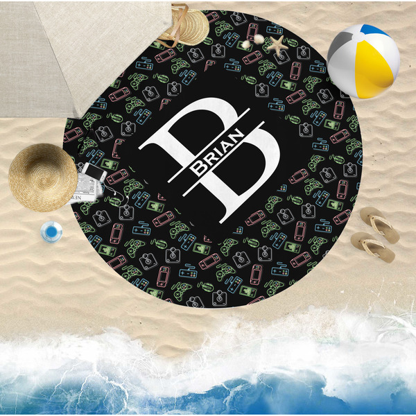 Video Game Round Beach Towel Lifestyle
