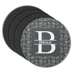 Video Game Round Rubber Backed Coasters - Set of 4 (Personalized)