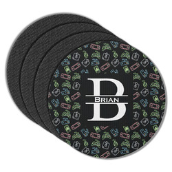 Video Game Round Rubber Backed Coasters - Set of 4 (Personalized)