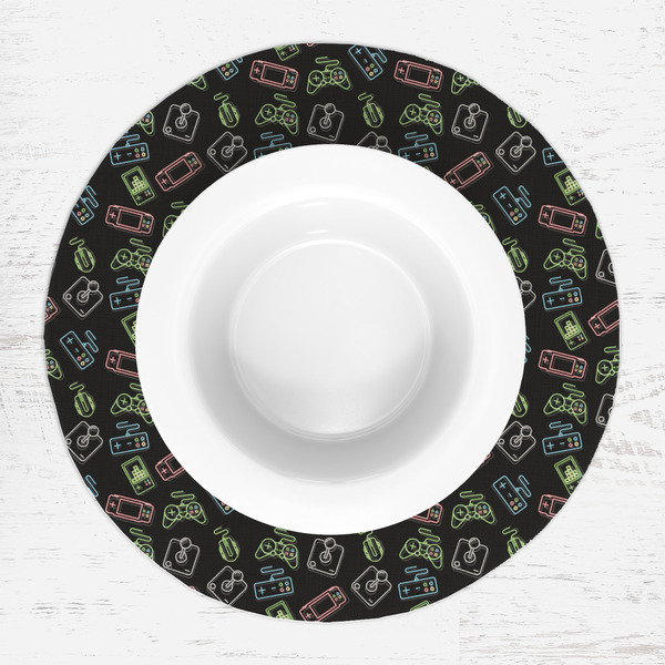 Video Game Round Linen Placemats - LIFESTYLE (single)