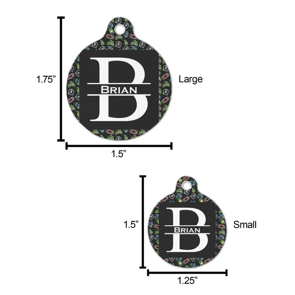 Video Game Round Pet ID Tag - Large - Comparison Scale